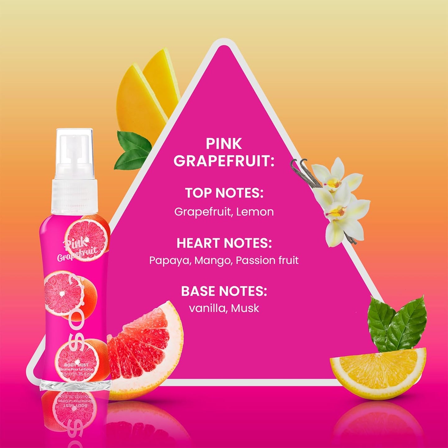 Body Mist By So…? Womens Mini Body Mist Gift Set, with Pink Grapefruit, Vanilla, Candy Floss & Sweet Pea, Fragrance Spray Set (4x50ml)