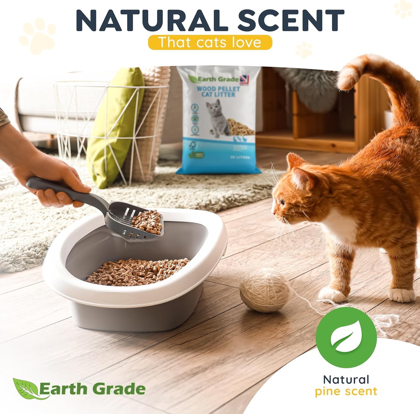 30L Premium Wood Pellet Cat Litter – Ultra Absorbent – Biodegradable – Natural Pine Wood Cat and Kitten Litter