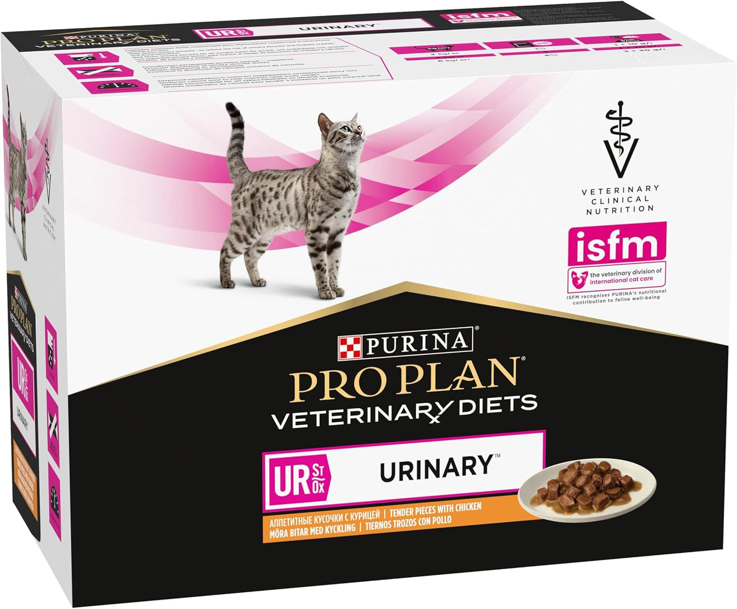 PRO PLAN VETERINARY DIETS UR Urinary Chicken Wet Cat Food 10x85g (Pack of 4)
