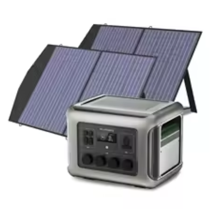Portable Power Station 2500W 1920Wh LiFePO4 Battery with 100W Foldable Solar Panel
