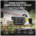 Portable Power Station 2500W 1920Wh LiFePO4 Battery with 100W Foldable Solar Panel