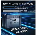 Portable Power Station 2400W 1451Wh LiFePO4 Battery with UPS Backup (Bare Unit)