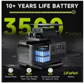 Portable Power Station 2500W 1920Wh LiFePO4 Battery with 100W Foldable Solar Panel