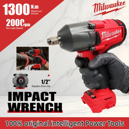 Milwaukee 1300Nm Brushless Cordless Impact Wrench 18V, 1/2" Square Drive, High Torque Power Tool