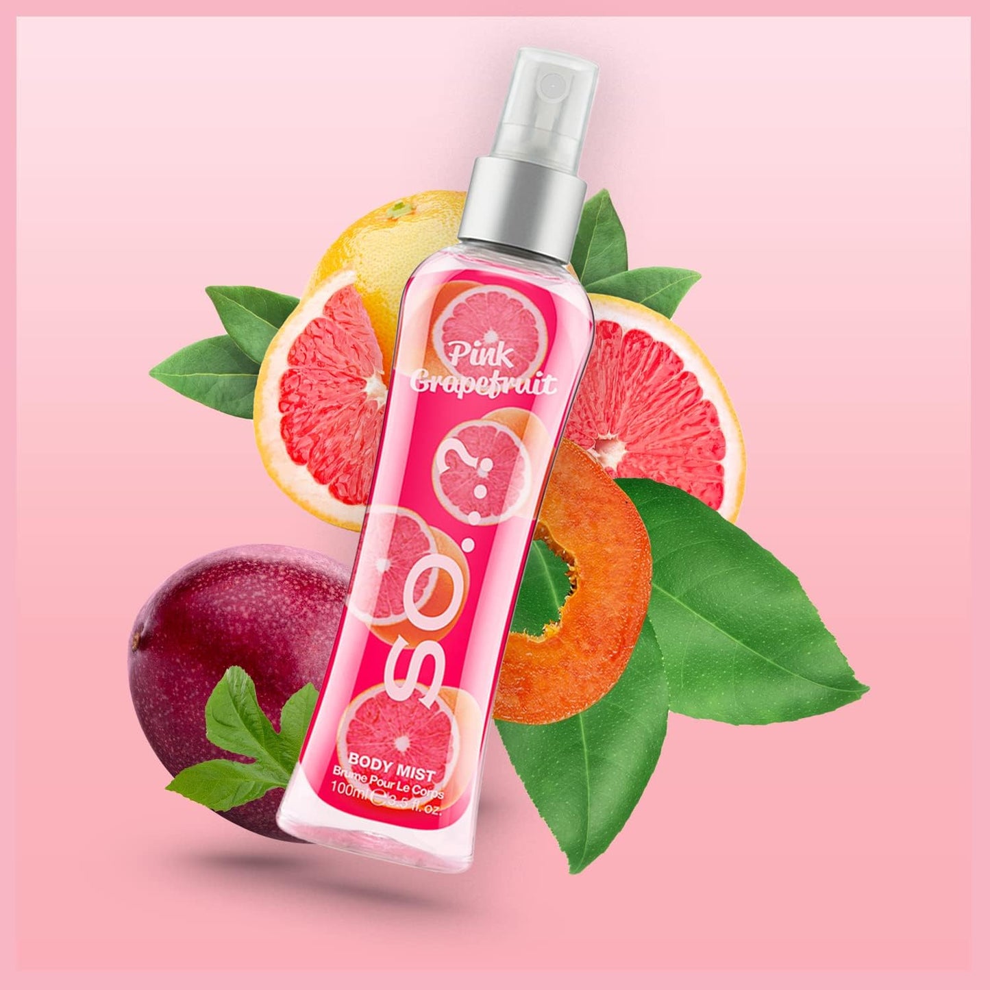 Body Mist by So…? Womens Fresh Floral, Cherry Blossom, Pink Grapefruit Body Spray Mixed Fragrance 100ml Bundle (Pack of 3)