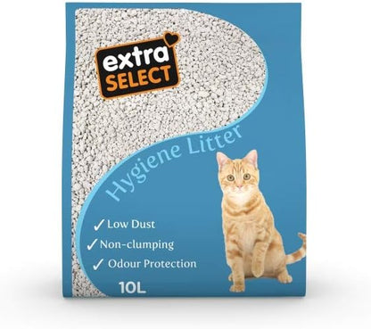 Extra Select Premium Hygiene Cat Litter 10L - Low Dust Non Clumping - Odor Control - Lightweight Hygienic Cat Litter