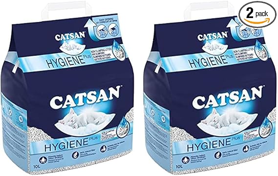 Catsan Hygiene Non-Clumping Cat Litter, 100 Percent Natural, Absorbent, 10 Litre, White