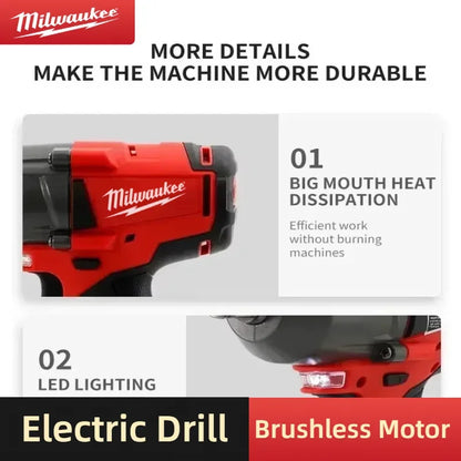 Milwaukee 1300Nm Brushless Cordless Impact Wrench 18V, 1/2" Square Drive, High Torque Power Tool