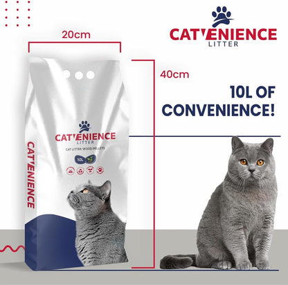 10L Wood Based Cat Litter – Ultra Absorbent – Biodegradable – Catvenience Wood Pellet Cat Litter – Odor Control – Antibacterial – Easy Lift Cat Litter