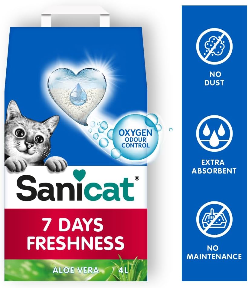 Sanicat Classic Cat Litter 4L - Aloe Vera Scented - 7 Day Odor Control - Fast Absorption - Hygienic Clay Litter