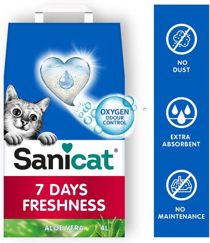 Sanicat Classic Cat Litter 4L - Aloe Vera Scented - 7 Day Odor Control - Fast Absorption - Hygienic Clay Litter