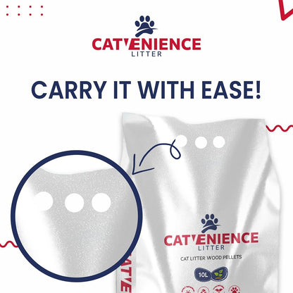 10L Wood Based Cat Litter – Ultra Absorbent – Biodegradable – Catvenience Wood Pellet Cat Litter – Odor Control – Antibacterial – Easy Lift Cat Litter