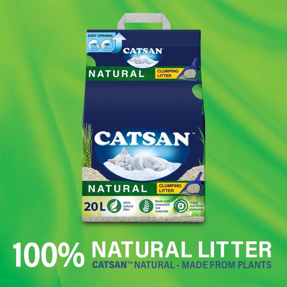 Natural Clumping Cat Litter 20L - Biodegradable Odor Control Clay