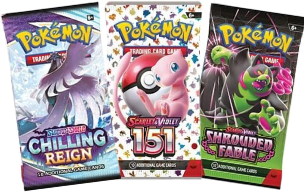 Pokemon Cards Booster Pack Gift Bundle | 3 Booster Packs | Assorted Sets from Sword and Shield & Scarlet and Violet | Perfect Pokémon Gift Set (3 Assorted Booster Packs) | Titan Authenticated
