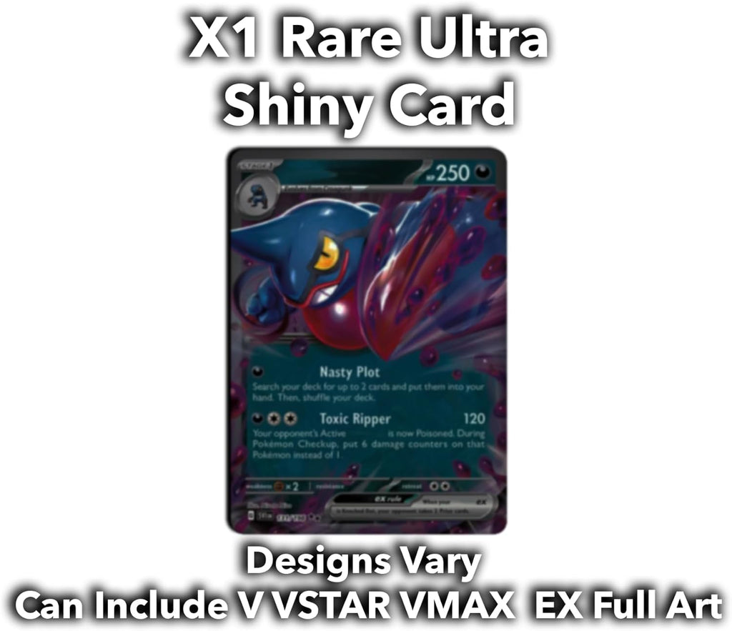 Ultimate Shiny Tin Bundle - 50 Random Cards Guaranteed 10 Holos + 1 Rare Shiny Card + 1 Coin Plus The Toy Box Card