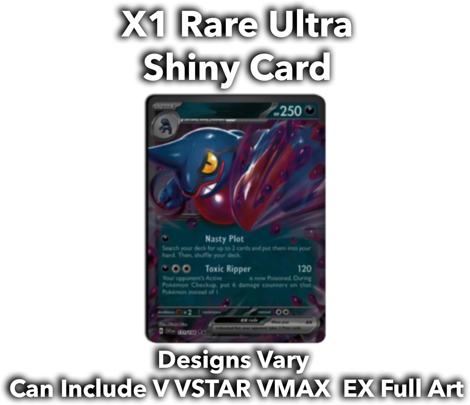 Ultimate Shiny Tin Bundle - 50 Random Cards Guaranteed 10 Holos + 1 Rare Shiny Card + 1 Coin Plus The Toy Box Card