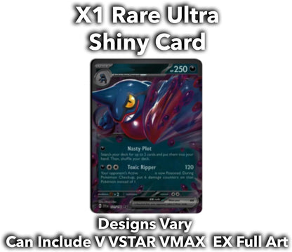 Ultimate Shiny Tin Bundle – 50 Pokemon Cards with 10 Holographic Pokemon Shiny Cards, 1 Rare Ultra Shiny Card, 1 Coin, Reusable Mini Tin for Pokemon TCG Fans