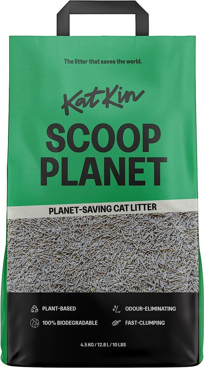 KatKin Scoop Planet Litter (2x4.5kg/12.8L bag): KatKin's upgraded Tofu litter, Plant-Based, 100% Biodegradable, Non-Tracking, Clumping Cat Litter Made With Non-Toxic, Eco-Friendly Pea fibre & Millet