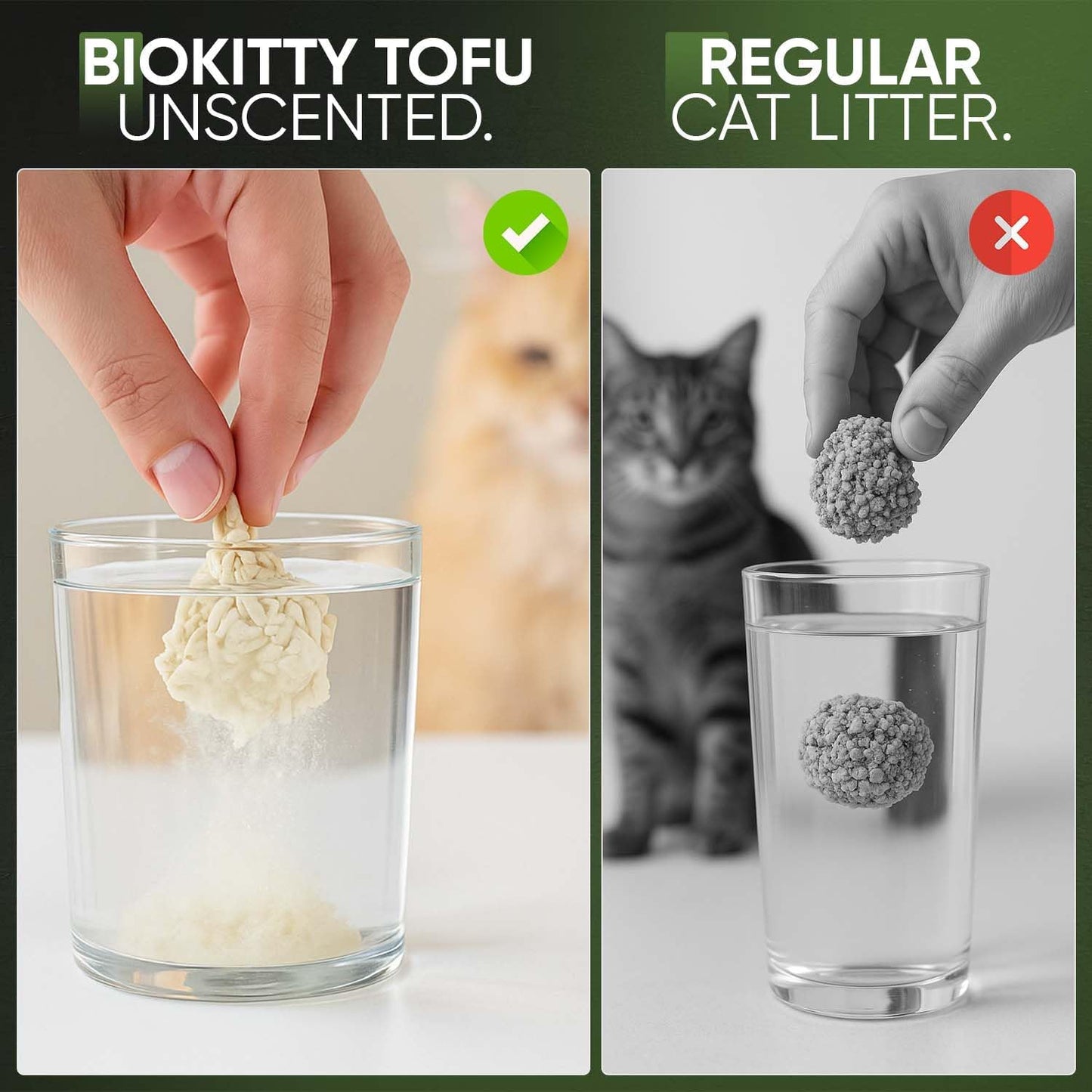 Tofu Clumping Cat Litter 10L – Unscented – Activated Carbon – Ultra Absorbent – Flushable Eco Friendly Cat Litter Pack of 1