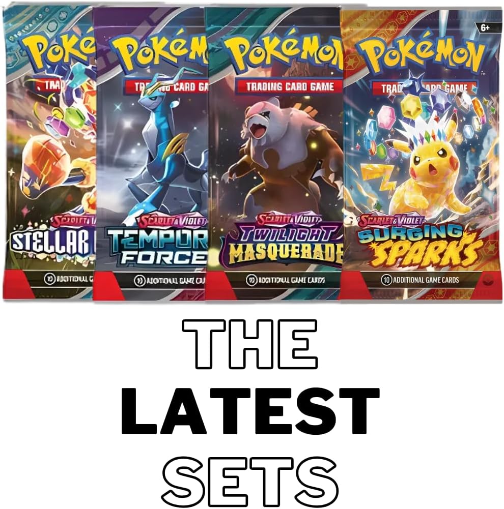Mega Pokémon Card Booster Pack Gift Bundle – 5 Packs | Sword & Shield & Scarlet & Violet Sets | 4 Assorted Pokémon TCG Packs + 1 Japanese Card Pack Gift Set