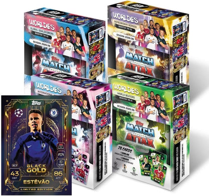 Topps Match Attax 2025/26 Mini Tin Bundle (4 Tins) – World Beaters, Global Goalscorers, Homegrown Heroes & International Icons | UEFA Trading Cards
