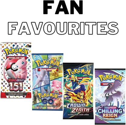 Mega Pokémon Card Booster Pack Gift Bundle – 5 Packs | Sword & Shield & Scarlet & Violet Sets | 4 Assorted Pokémon TCG Packs + 1 Japanese Card Pack Gift Set
