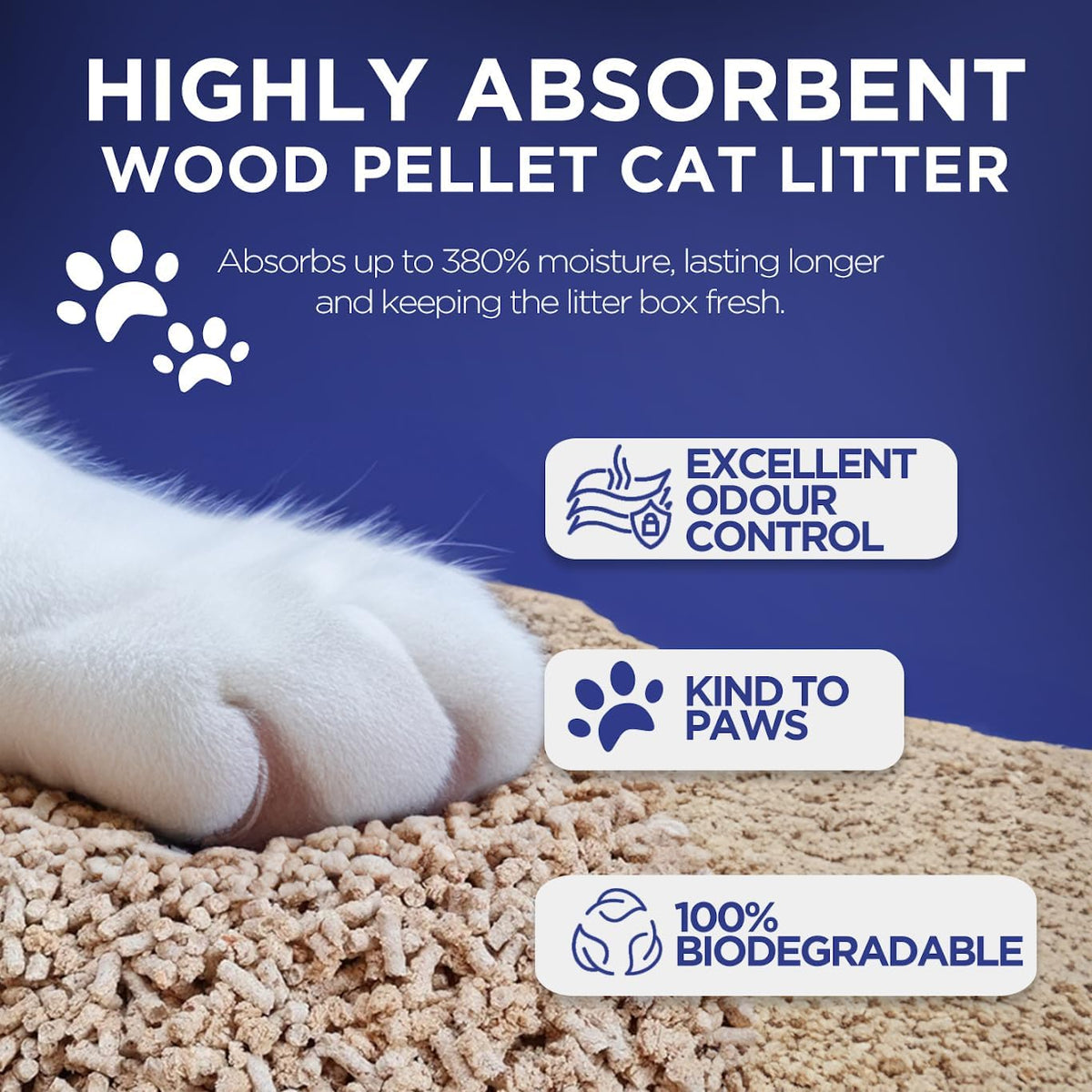 Natural Wood Pellet Cat Litter 30L - Biodegradable Pine Pellets