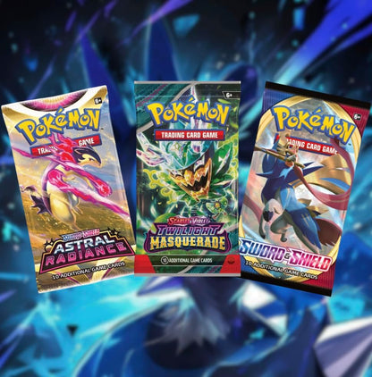 Pokémon Cards Booster Pack Gift Bundle – 3 Assorted Packs from Sword & Shield & Scarlet & Violet Sets | Titan Authenticated Pokémon TCG Gift Set