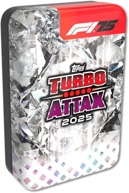 Topps Turbo Attax Formula 1 2025 Diamond Edition Mega Tin – 66 Cards with 6 Limited Editions & 5 Exclusive Cards | Official F1 Trading Cards