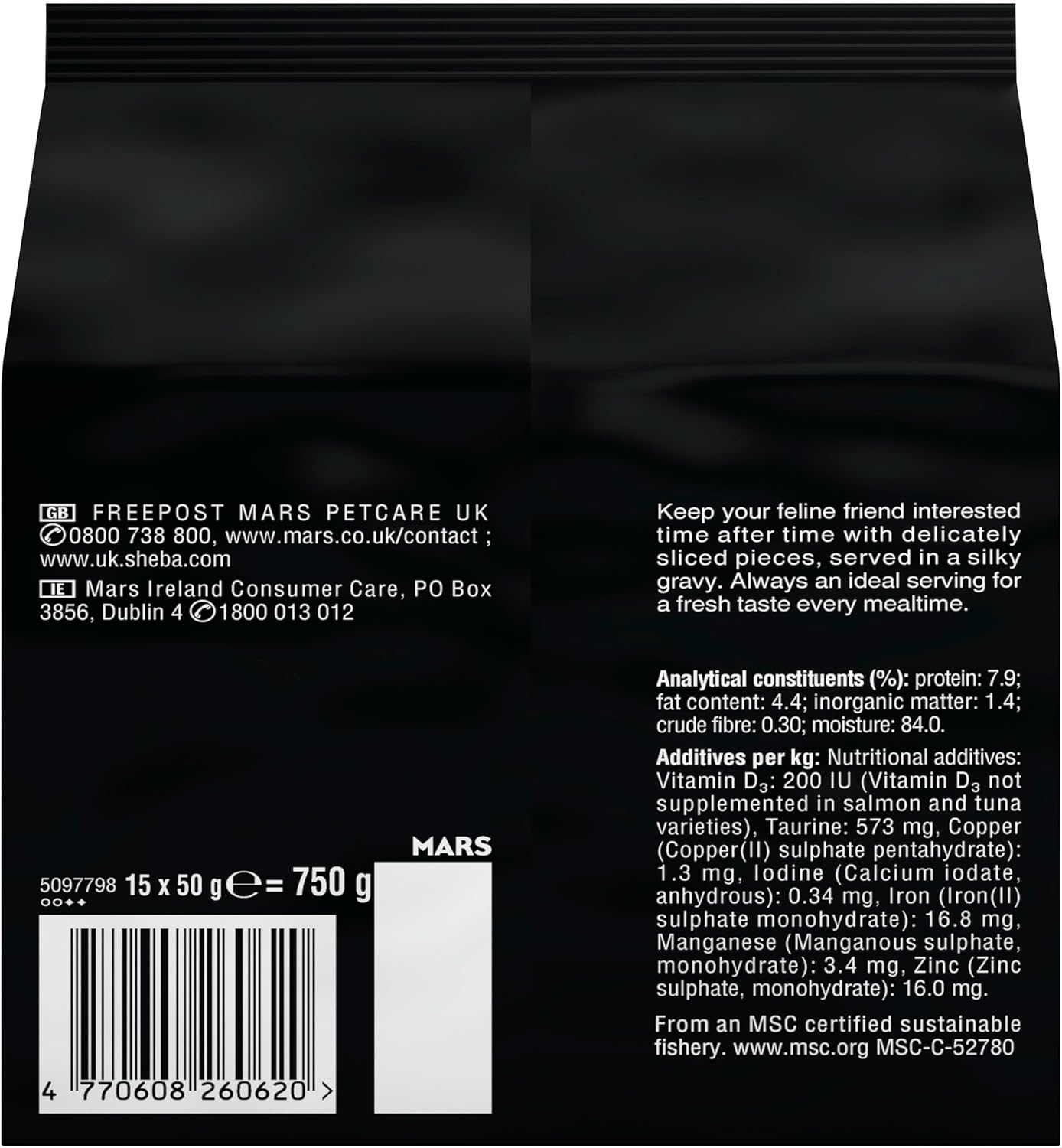 Sheba Cat Wet Food - Fresh and Fine - Cat Pouches Fish in Gravy - 3 x 15 x 50 g
