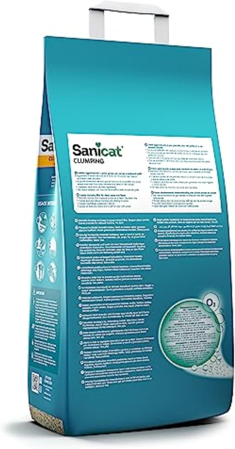 Sanicat Clumping Unscented Cat Litter 10L - Natural Mineral Clay - Strong Clumping - Odor Control Hygienic Cat Litter