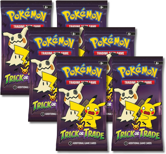 Pokémon 2023 Trick or Trade Mimikyu & Pikachu Mini Booster Packs – 6 Pack Bundle Halloween Edition | Pokémon TCG 3 Card Packs for Collectors & Players
