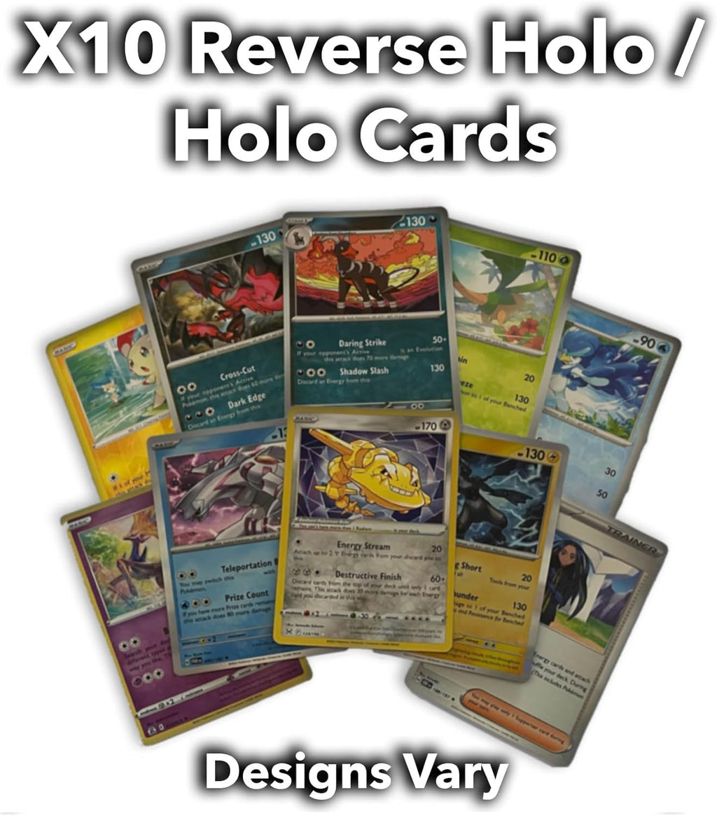 Ultimate Shiny Tin Bundle - 50 Random Cards Guaranteed 10 Holos + 1 Rare Shiny Card + 1 Coin Plus The Toy Box Card