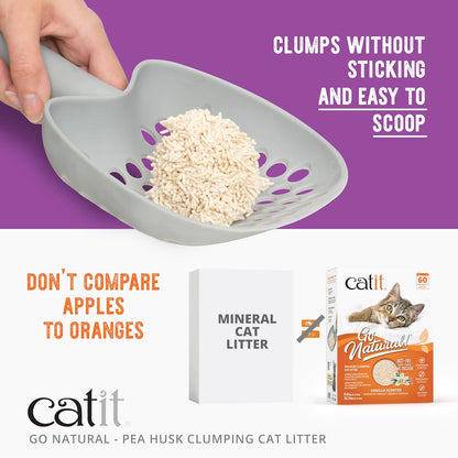 Catit Go Natural 5.6kg Vanilla Scented Pea Husk Clumping Cat Litter – Fast Clumping – Deodorising – 99.9% Dust-Free – Plant Based Cat and Kitten Litter