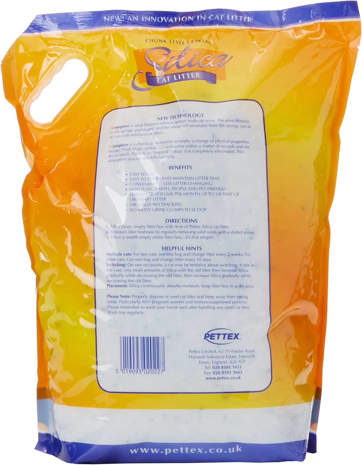 Pettex Silica Cat Litter Granules 7.6L – Ultra Absorbent – Crystal Odor Control – Dust Free Non Clumping Cat Litter