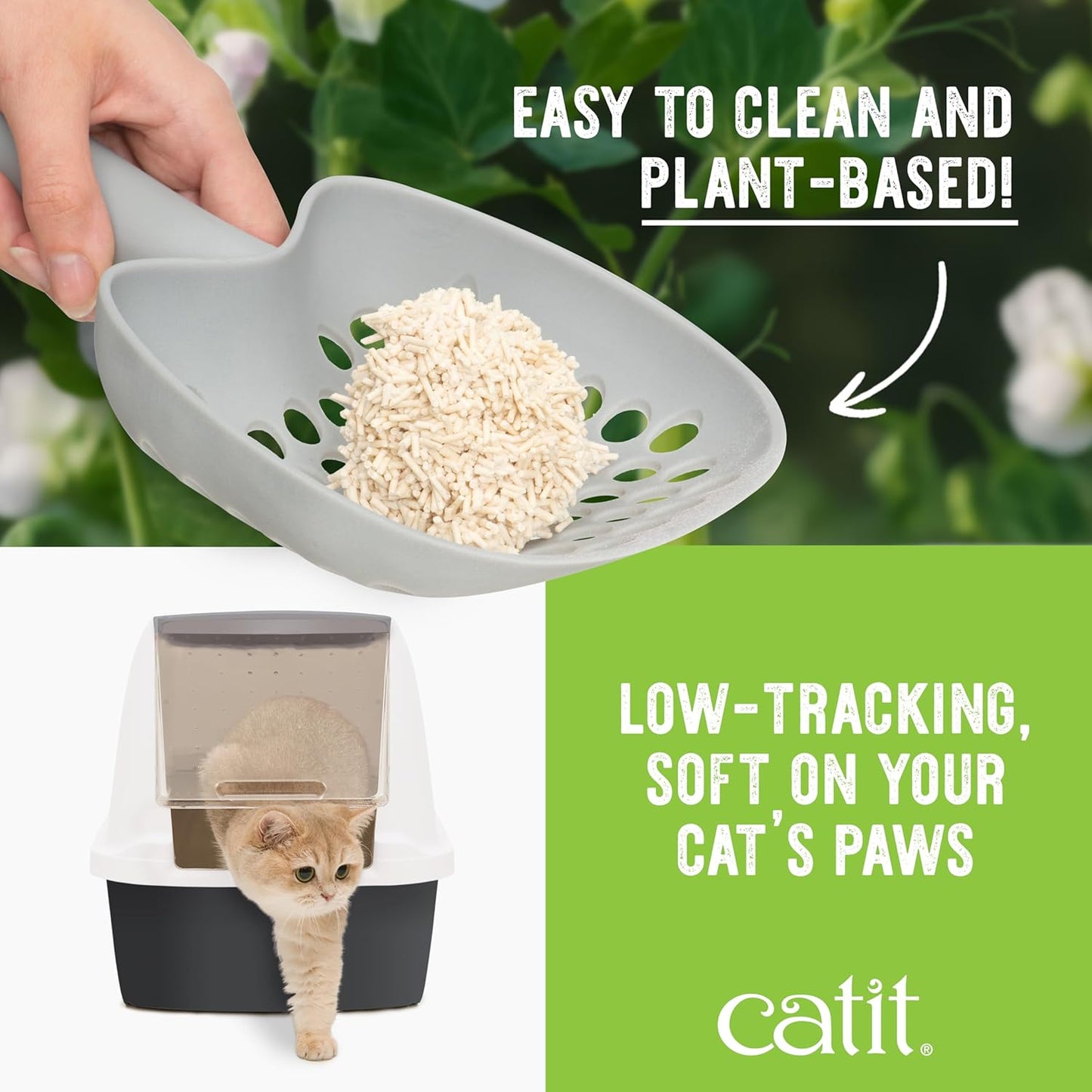 Catit Go Natural Lavender Scented Pea Husk Clumping Cat Litter – Plant Based – Fast Clumping – Deodorising – Dust Free Cat Litter 5.6kg