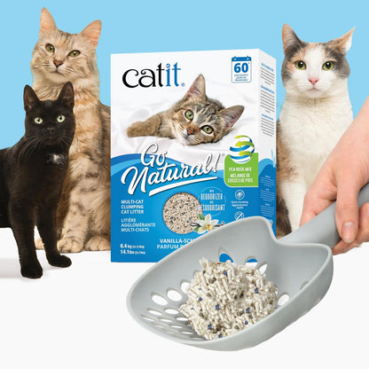 Catit Go Natural Vanilla Scented Multi Cat Clumping Cat Litter 6.4kg – Fast Clumping – Odor Control – 99 Percent Dust Free Cat Litter