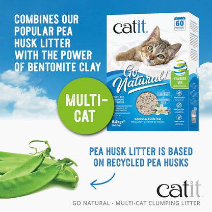 Catit Go Natural Vanilla Scented Multi Cat Clumping Cat Litter 6.4kg – Fast Clumping – Odor Control – 99 Percent Dust Free Cat Litter
