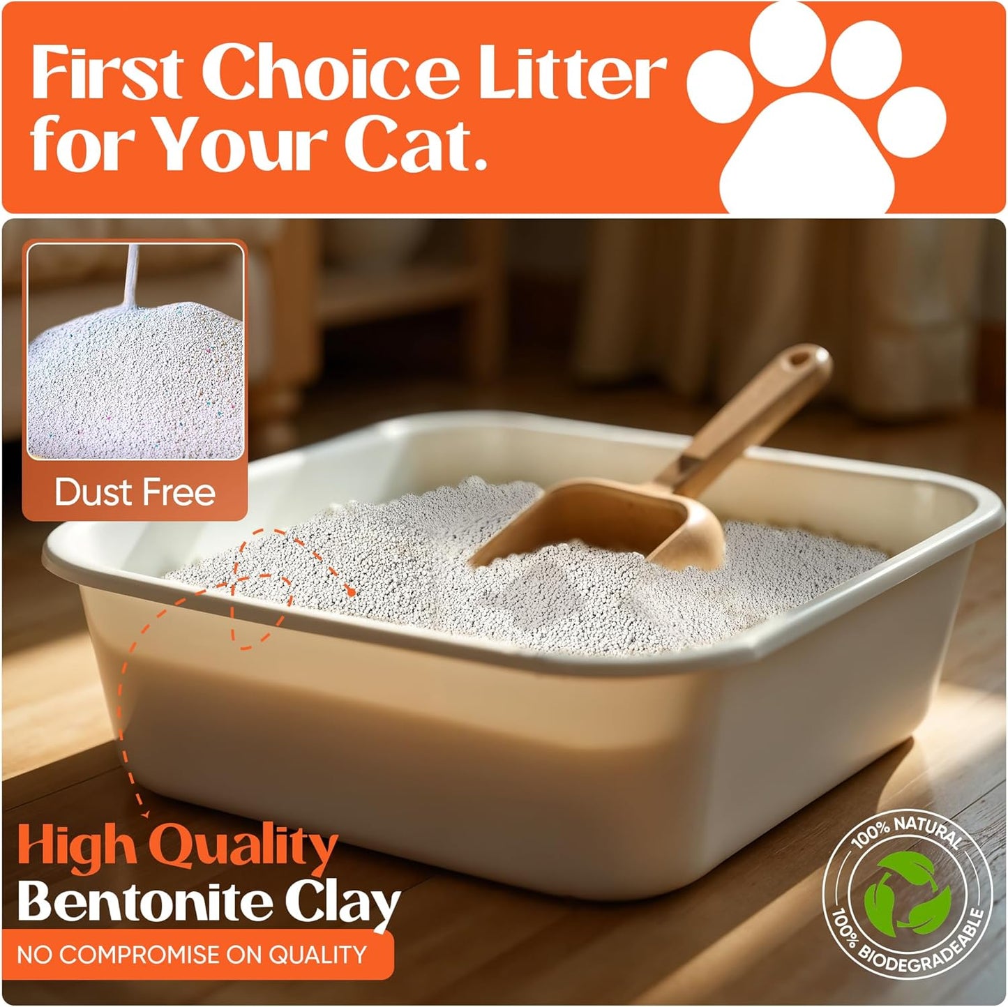 BioKitty Clumping Cat Litter 10L – Unscented – Natural Bentonite Minerals – Strong Clumping – Odor Control – Dust Free Cat Litter Pack of 1