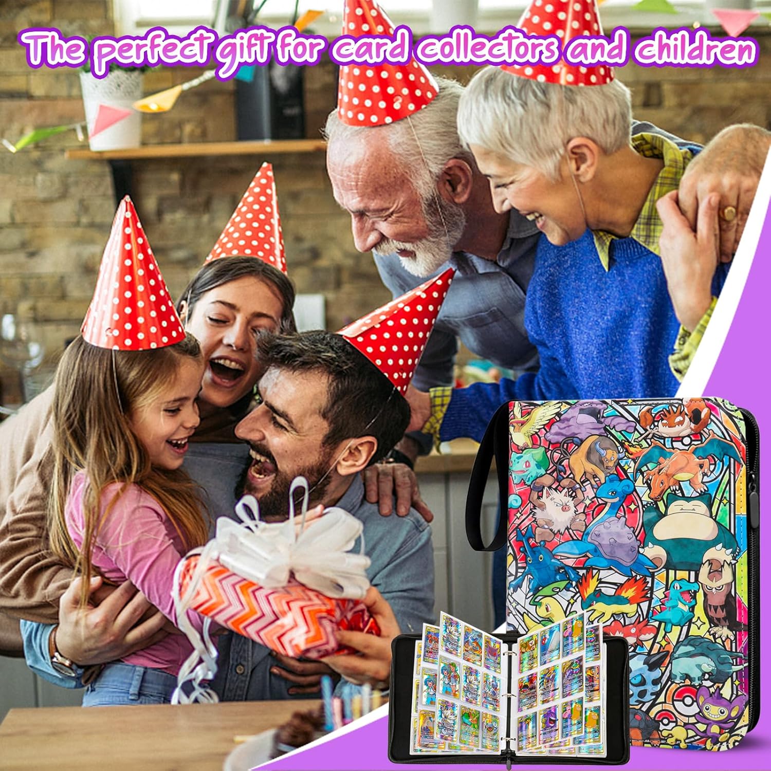 Card Binder for Kids,Trading Card Binder 9 Pocket 50 Pages 900 Cards Capacity,Portable Waterproof PU Card Binder Folder,Collectible Card Album This is the perfect for boys and girls