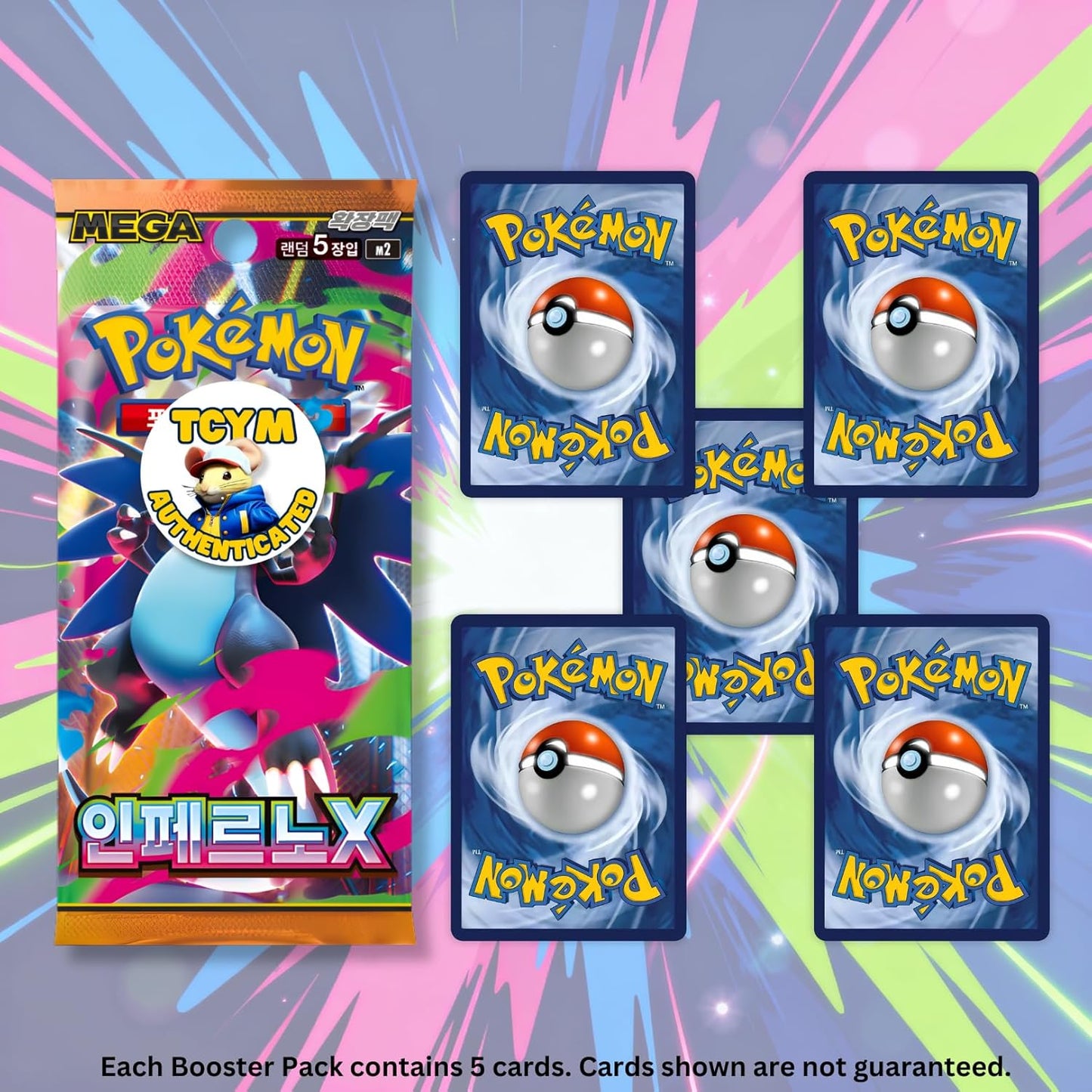 Phantasmal Flames Inferno X Korean Pokémon Booster Packs (5 Pack Bundle) | TCYM Authenticated Mega Series Pokémon Cards | That Mouse Fashion