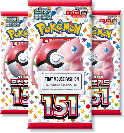 Pokémon 151 Korean Booster Packs (3 Pack Bundle) – Scarlet & Violet Pokémon Cards Set | Authentic Korean Pokémon TCG 151 Cards | That Mouse Fashion