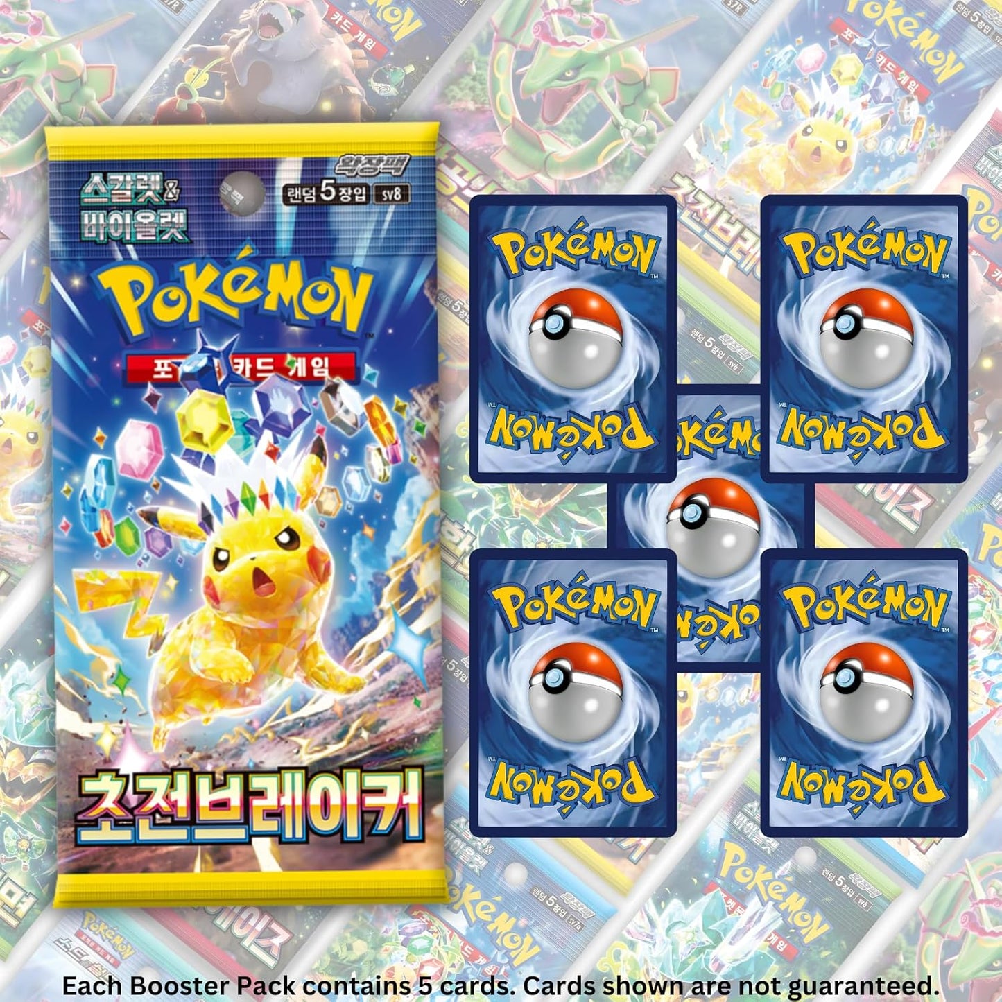 Korean Mystery Pokémon 5 Booster Pack Bundle | TCYM Authenticated Korean Pokémon Cards | Scarlet & Violet or Sword & Shield Random Packs | That Mouse Fashion