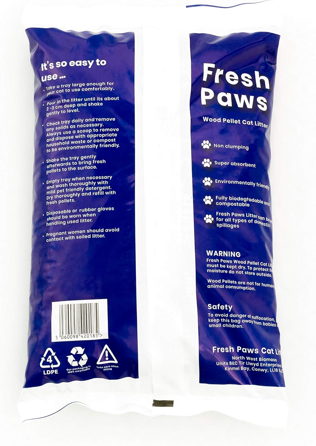 Fresh Paws Premium Wood Pellet Cat Litter 30L - Natural Pine Scent - Highly Absorbent Wood Pellets - Odor Control Cat Litter