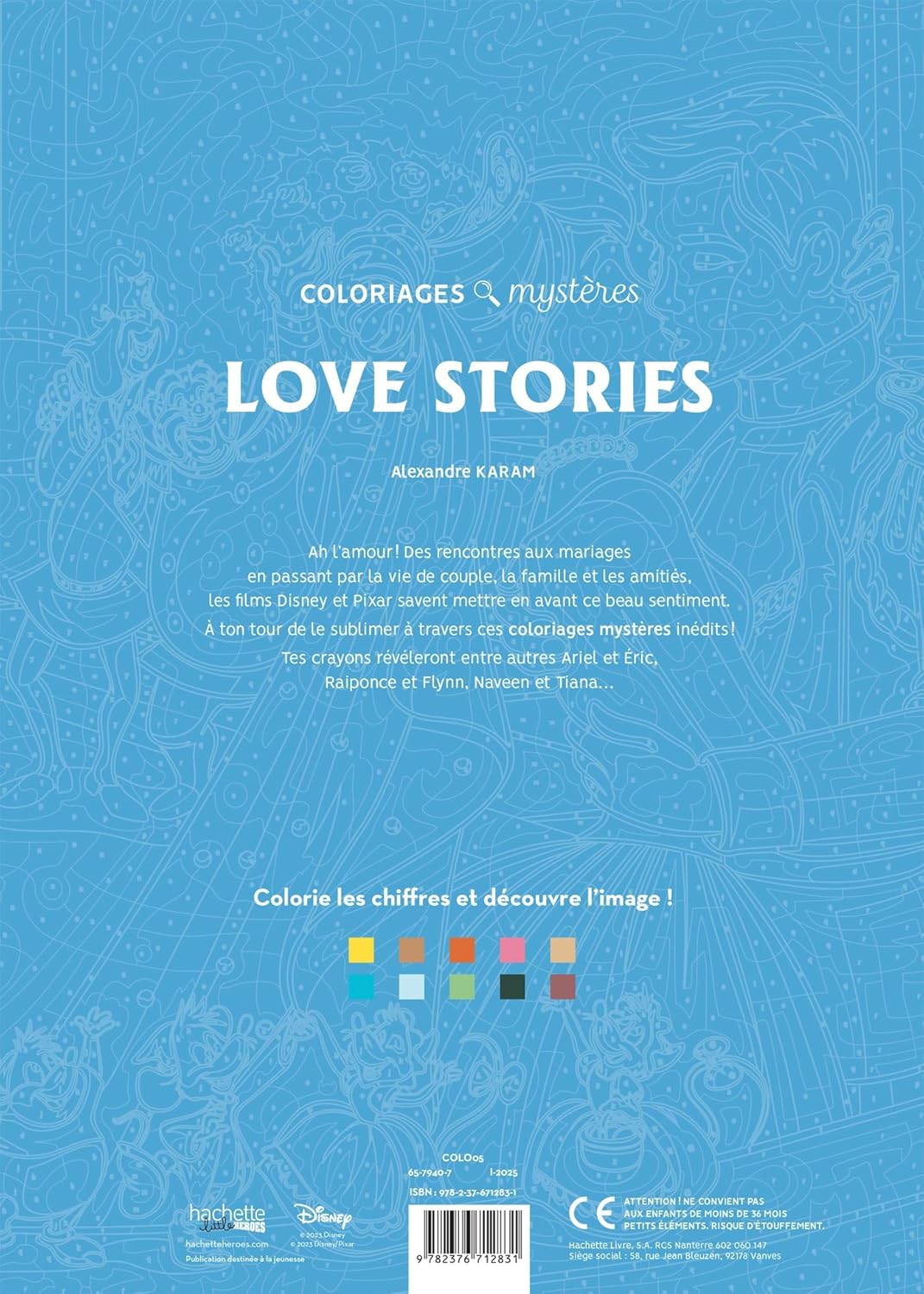 Coloriages Mystères Disney – Love Stories | Livre de Coloriage Magique par Numéros | Révélez des Scènes Romantiques Disney