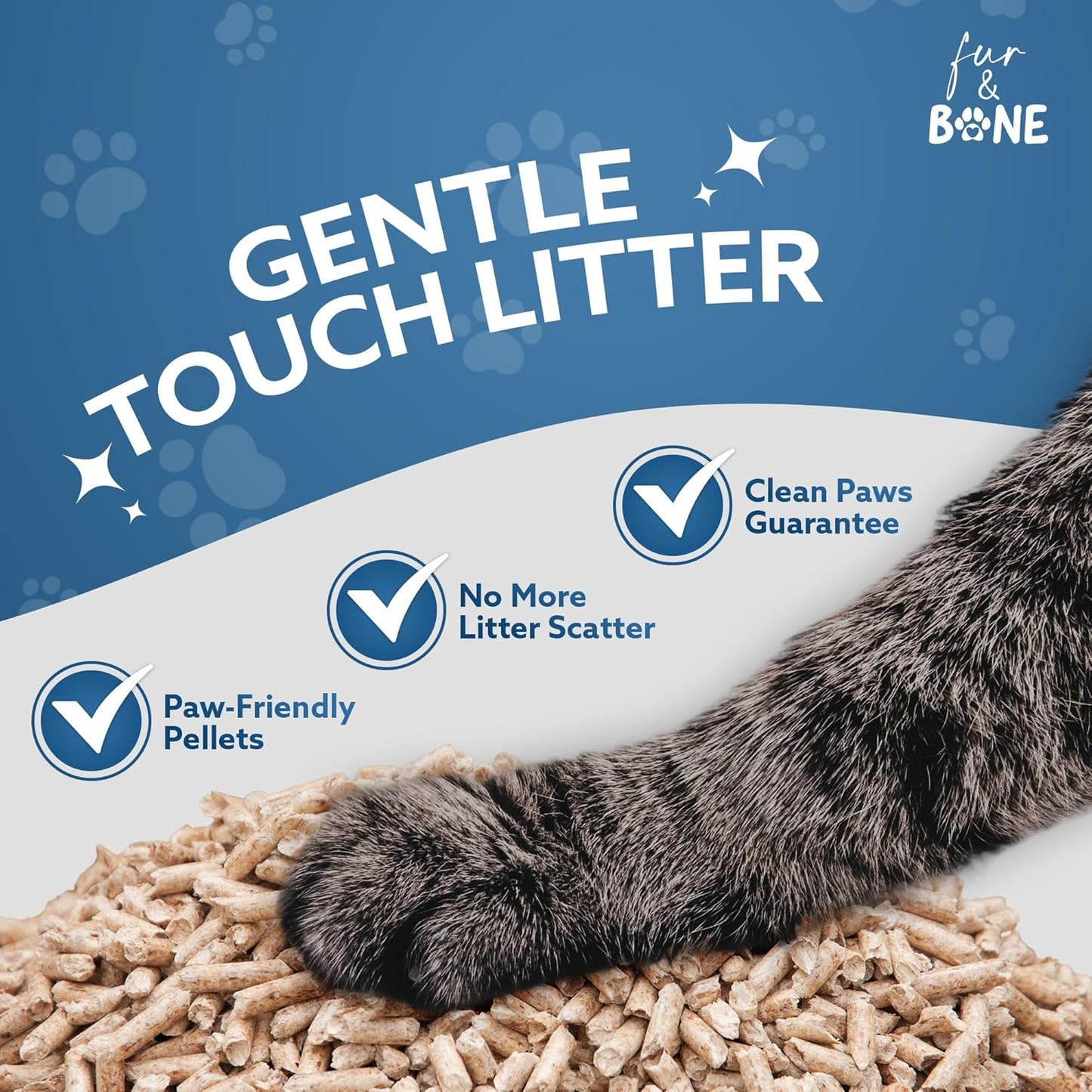 Fur & Bone Cat Litter - Ultra Absorbent Wooden Pellets - Biodegradable - Odor Control - Soft Natural Bedding - 1 x 30L