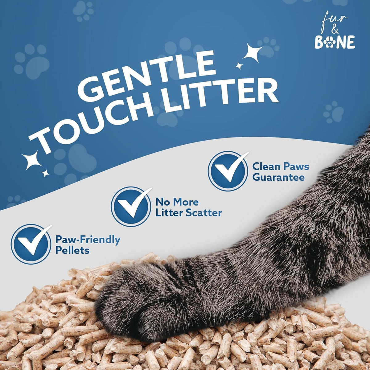 Fur & Bone Cat Litter - Ultra Absorbent Wooden Pellets - Biodegradable - Odor Control - Soft Natural Bedding - 1 x 30L