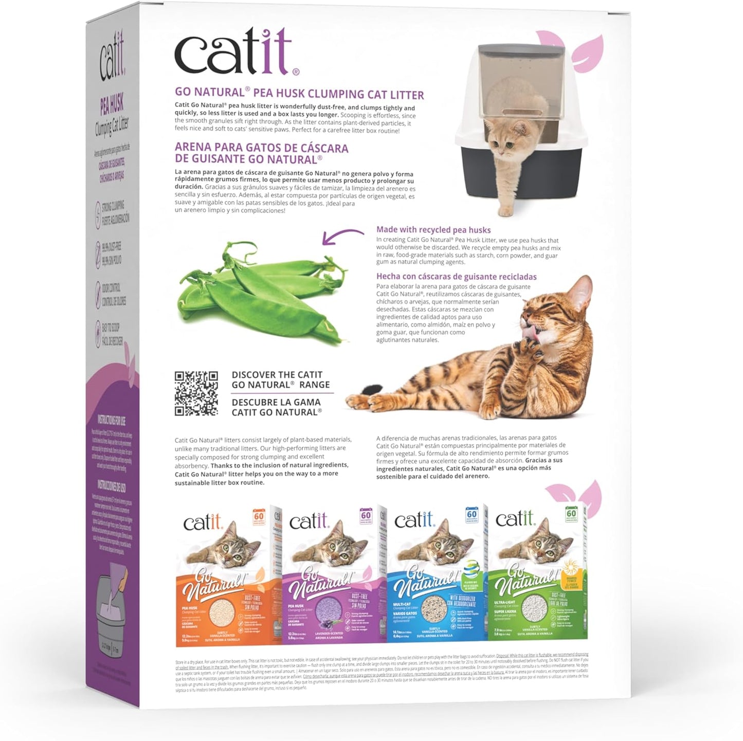 Catit Go Natural Lavender Scented Pea Husk Clumping Cat Litter – Plant Based – Fast Clumping – Deodorising – Dust Free Cat Litter 5.6kg