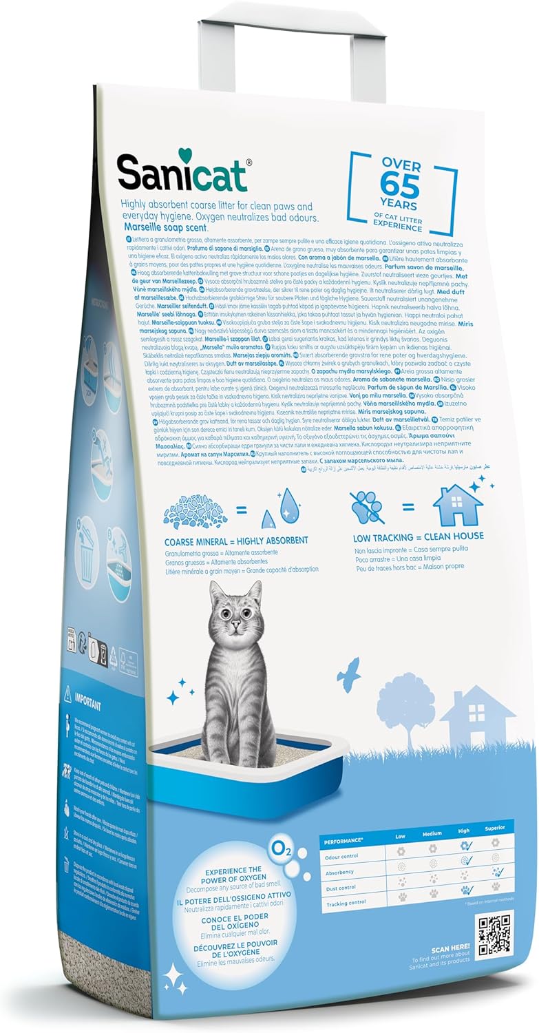 Sanicat Classic Marseille Soap Scented Cat Litter 10L – Fast Absorption – Odor Control – Low Dust Hygienic Cat Litter