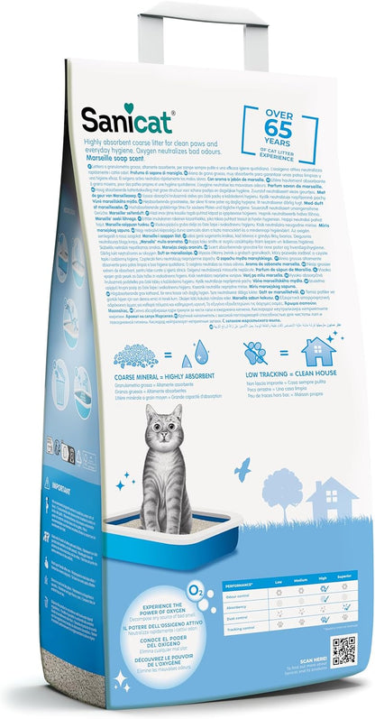 Sanicat Classic Marseille Soap Scented Cat Litter 10L – Fast Absorption – Odor Control – Low Dust Hygienic Cat Litter